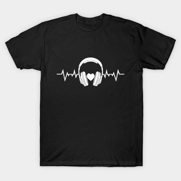 Music Heartbeat Sound Love Headphones Heart Rate T-Shirt by shirtontour